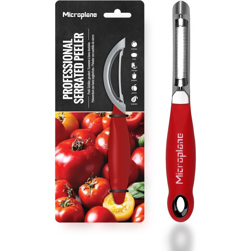 Microplane Professional Serrated Swivel Peeler for Tomato and Kiwi, for Right and Left Hand Use