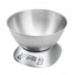 Digital Kitchen Scale with Removable Bowl 2.5L Volume, Electronic Stainless Steel Food Scale for Cooking Baking, Room Temperature, Alarm Timer, 12lb 5.5kg, Batteries Included