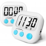 2 Pack Digital Kitchen Timer for Cooking Big Digits Loud Alarm Magnetic Backing Stand Cooking Timers for Baking White