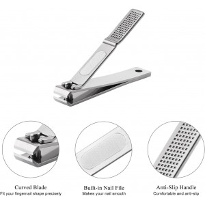 HAWATOUR Nail Clippers Set, Ultra Sharp Sturdy Fingernail and Toenail Clipper Cutters with Visibly Tin Case, Silver