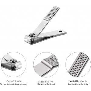 HAWATOUR Nail Clippers Set, Ultra Sharp Sturdy Fingernail and Toenail Clipper Cutters with Visibly Tin Case, Silver