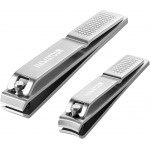 HAWATOUR Nail Clippers Set, Ultra Sharp Sturdy Fingernail and Toenail Clipper Cutters with Visibly Tin Case, Silver