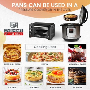 RFAQK 100pcs Cake Pan Sets for Baking + Cake Decorating Supplies: 3 Non-Stick Springform Pans Set (4, 7, 9 inches), Icing Tips, Cake Leveler – Multi-functional Leak-Proof CheeseCake Pan & eBook