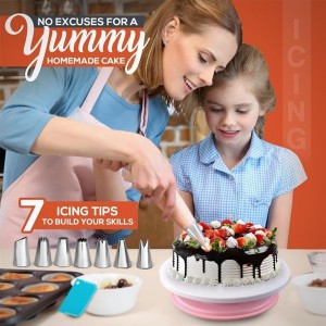 RFAQK 100pcs Cake Pan Sets for Baking + Cake Decorating Supplies: 3 Non-Stick Springform Pans Set (4, 7, 9 inches), Icing Tips, Cake Leveler – Multi-functional Leak-Proof CheeseCake Pan & eBook