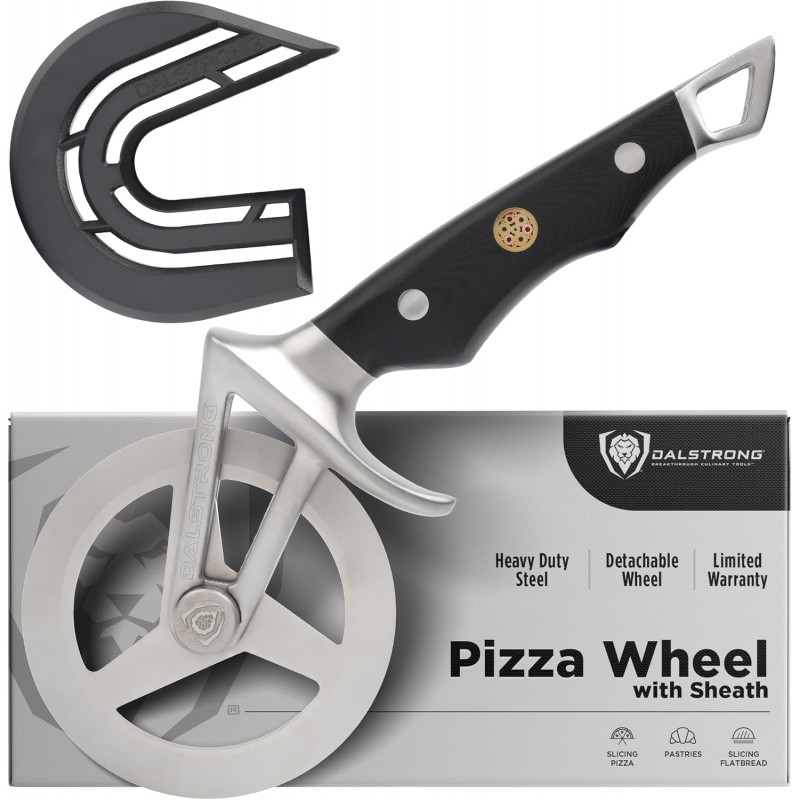 Dalstrong Pizza Cutter Wheel - High-Carbon Heavy-Duty Stainless Steel - G10 Handle - Easy Cleaning Best Pizza Knife Slice - Thumb Guard Protection & Blade Cover - The Orbit Razor Unique Pizza Slicer