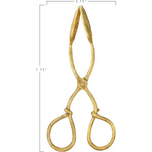 Creative Co-Op Embossed Leaf Shaped Tongs, Gold