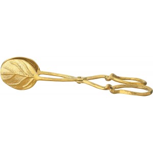 Creative Co-Op Embossed Leaf Shaped Tongs, Gold