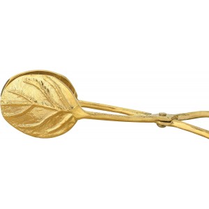 Creative Co-Op Embossed Leaf Shaped Tongs, Gold