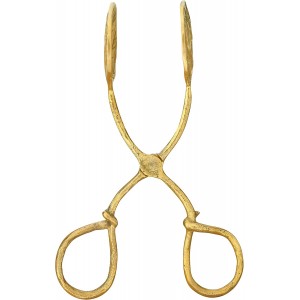 Creative Co-Op Embossed Leaf Shaped Tongs, Gold