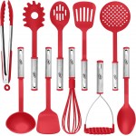 Kitchen Utensils Set, 10 Nylon Stainless Steel Cooking Utensils, Non Stick and Heat Resistant Cookware set New Chef's Gadget Tools Collection