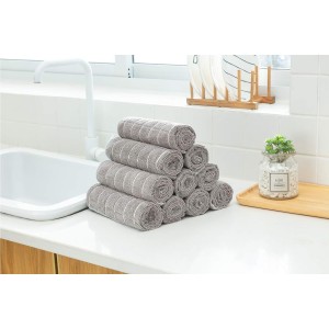 Microfiber Dish Towels - Soft, Super Absorbent and Lint Free Kitchen Towels - 8 Pack (Lattice Designed Gray Colors) - 26 x 18 Inch