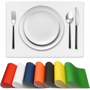 Disposable Paper Placemats – Premium, 50 Pack of White Scalloped Edge Placemats, Perfect Size 10x 14