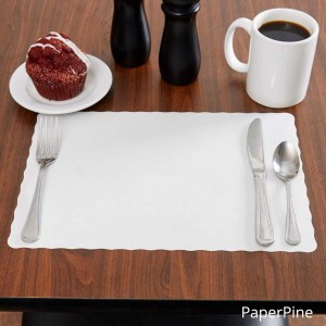 Disposable Paper Placemats – Premium, 50 Pack of White Scalloped Edge Placemats, Perfect Size 10x 14