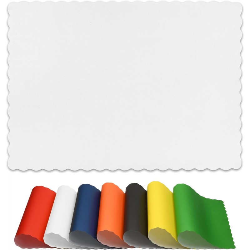 Disposable Paper Placemats – Premium, 50 Pack of White Scalloped Edge Placemats, Perfect Size 10x 14
