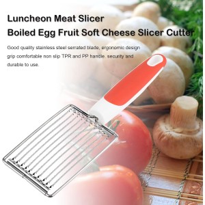 ASHATA Lunch Meat Slicer, Stainless Cutter with Handle for Cheese Potato Egg Ham Fruit Tomato, Quality Stainless Steel 10 Wires for 11, Stainless Steel Fruit Vegetable Slicer