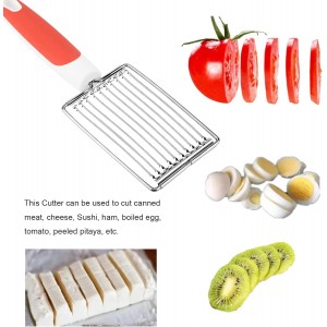 ASHATA Lunch Meat Slicer, Stainless Cutter with Handle for Cheese Potato Egg Ham Fruit Tomato, Quality Stainless Steel 10 Wires for 11, Stainless Steel Fruit Vegetable Slicer