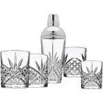 Godinger Martini Shaker Cocktail Shaker with 4 Old Fashioned Whiskey Glasses Barware Set, Dublin Dollection