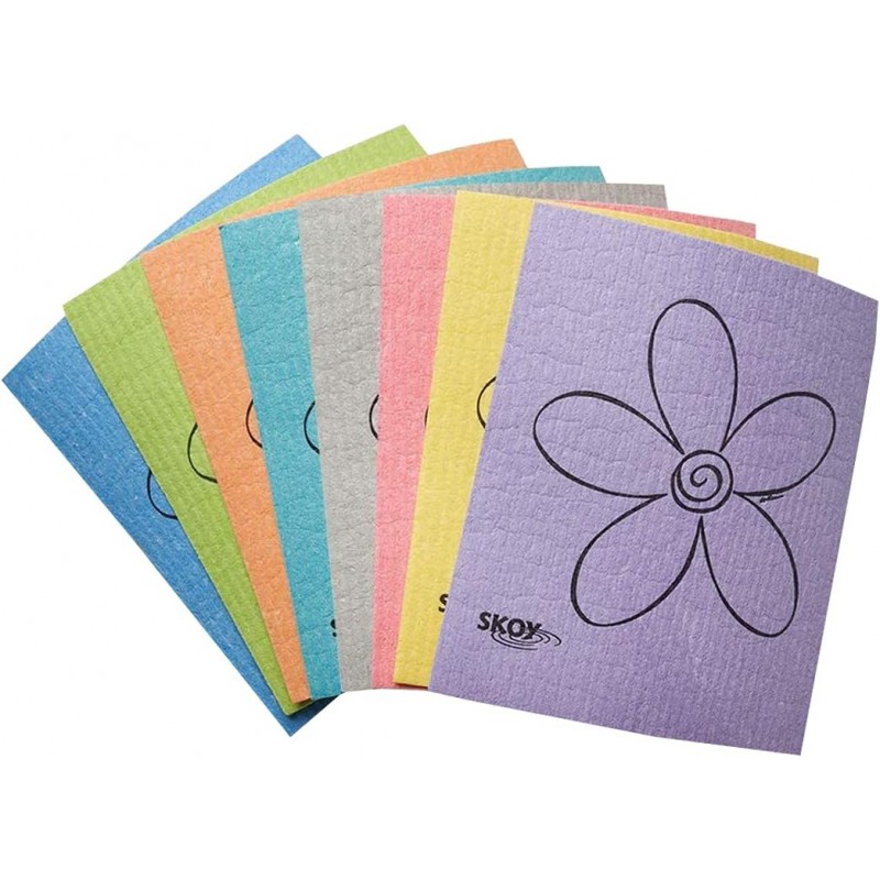 Skoy Cloth, 8-Pack Versatile Swedish Dishcloths for Kitchen and Household Use, Reusable Cleaning Cloths, Planet-Friendly, Dishwasher and Dryer-Safe, Assorted Colors