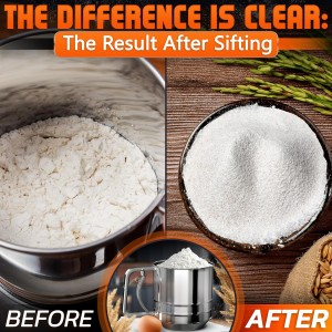 5 Cup Flour Sifter for Baking – Large Capacity Flour Sifter Stainless Steel with Double Mesh, Easy One-Hand Use & Dishwasher Safe – Baking Tools for Sifting Powdered Sugar, Cocoa & Easter Cookies