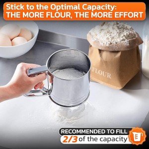 5 Cup Flour Sifter for Baking – Large Capacity Flour Sifter Stainless Steel with Double Mesh, Easy One-Hand Use & Dishwasher Safe – Baking Tools for Sifting Powdered Sugar, Cocoa & Easter Cookies