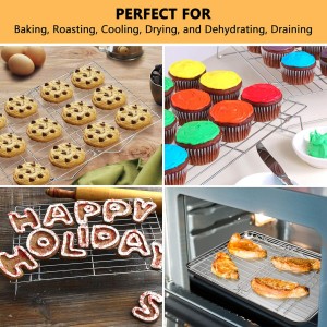 P&P CHEF Cooling Rack Set of 2, 2-Tier Stackable Stainless Steel Wire Racks for Baking Cooking Cooling Roasting, Collapsible & Heavy Duty, Oven Safe & Easy Clean, 15