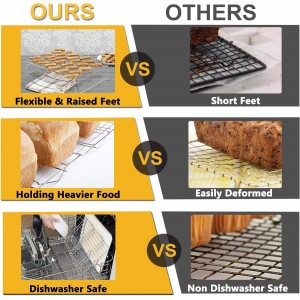 P&P CHEF Cooling Rack Set of 2, 2-Tier Stackable Stainless Steel Wire Racks for Baking Cooking Cooling Roasting, Collapsible & Heavy Duty, Oven Safe & Easy Clean, 15