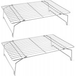 P&P CHEF Cooling Rack Set of 2, 2-Tier Stackable Stainless Steel Wire Racks for Baking Cooking Cooling Roasting, Collapsible & Heavy Duty, Oven Safe & Easy Clean, 15