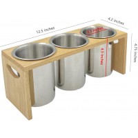 Flatware Caddy Stainless Steel Cutlery Holder with Wood Base, Containers for Kitchen Use