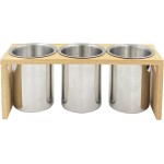Flatware Caddy Stainless Steel Cutlery Holder with Wood Base, Containers for Kitchen Use