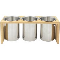 Flatware Caddy Stainless Steel Cutlery Holder with Wood Base, Containers for Kitchen Use