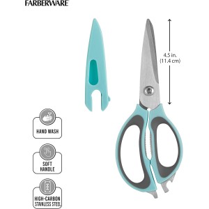 Farberware 4-in-1 Kitchen Shears, 2-Piece, Aqua and Gray