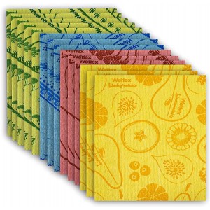 Wettex The Original 14 Pack Swedish Dishcloth for Kitchen - Eco Friendly Reusable Paper Towels - Assorted Dish Cloths for Washing Dishes