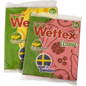 Wettex The Original 14 Pack Swedish Dishcloth for Kitchen - Eco Friendly Reusable Paper Towels - Assorted Dish Cloths for Washing Dishes