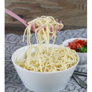 Spaghetti Spoon, Pasta Server, Fork with Ergonomic Handle, Heat Resistant, BPA Free with Ergonomic Handle,11.5 inch Melamine Utensil by Reston Lloyd, Pink