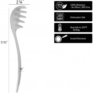 Spaghetti Spoon, Pasta Server, Fork with Ergonomic Handle, Heat Resistant, BPA Free with Ergonomic Handle,11.5 inch Melamine Utensil by Reston Lloyd, Pink