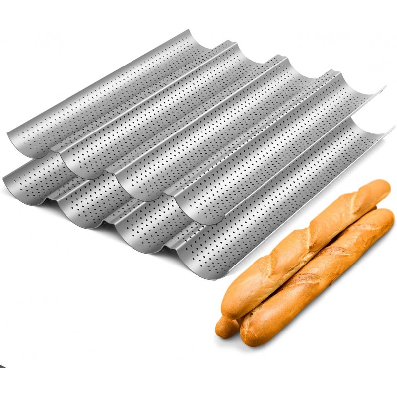 Tiawudi 2 Pack Nonstick Perforated Baguette Pan 15