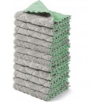 kimteny 12 Pack Dish Towels, 10x10 in Premium Dish Cloths, Super Absorbent Kitchen Towels Coral Velvet Dishcloths Nonstick Oil Fast Drying Washcloths (Green-Grey)