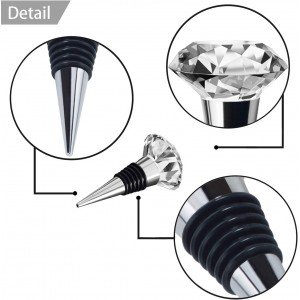 JETKONG 3 Pcs Wine Stoppers Crystal Wine and Beverage Bottle Stopper Diamond Decorative Wine Bottle Stopper (Crystal)