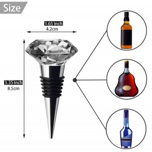 JETKONG 3 Pcs Wine Stoppers Crystal Wine and Beverage Bottle Stopper Diamond Decorative Wine Bottle Stopper (Crystal)