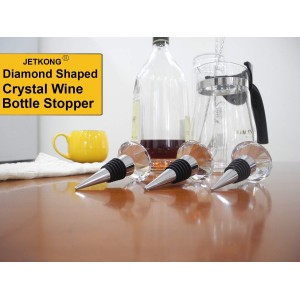 JETKONG 3 Pcs Wine Stoppers Crystal Wine and Beverage Bottle Stopper Diamond Decorative Wine Bottle Stopper (Crystal)