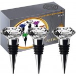 JETKONG 3 Pcs Wine Stoppers Crystal Wine and Beverage Bottle Stopper Diamond Decorative Wine Bottle Stopper (Crystal)