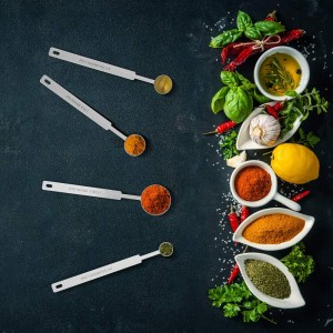 7 Inches Long Handle Measuring Spoons Set, Premium Stainless Steel Metal Spoon, Tablespoon & Teaspoon & Coffee Scoop, for Accurate Measure Liquid or Dry Ingredients, for Cooking Baking