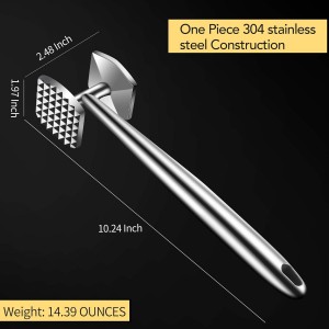 Aliglow Meat Tenderizer Hammer/Mallet Tool/Pounder For Tenderizing and Pounding Steak, Beef And Poultry. Solid Metal Construction With Comfort Grip Handle