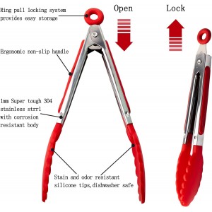 7 Pack Kitchen Tongs Set 7-Inch Color Mini Small Food Tongs with Stainless Steel Silicon Handles and Nylon Tips Heat Resistant Tongs for Cooking, Serving, BBQ, Grilling, Salad and More