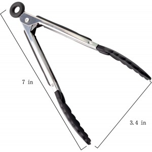 7 Pack Kitchen Tongs Set 7-Inch Color Mini Small Food Tongs with Stainless Steel Silicon Handles and Nylon Tips Heat Resistant Tongs for Cooking, Serving, BBQ, Grilling, Salad and More