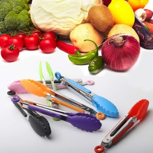 7 Pack Kitchen Tongs Set 7-Inch Color Mini Small Food Tongs with Stainless Steel Silicon Handles and Nylon Tips Heat Resistant Tongs for Cooking, Serving, BBQ, Grilling, Salad and More