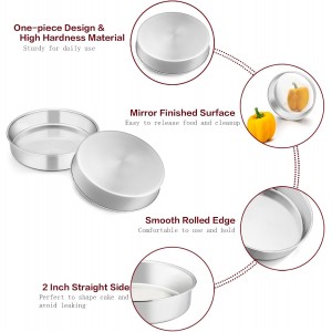TeamFar 6 Inch Cake Pan, Round Smash Cake Pan Tier Baking Pans Set Stainless Steel, Fit in Pot Pressure Cooker Air Fryer, Healthy & Non-Toxic, Mirror Finish & Sturdy, Oven & Dishwasher Safe - Set of 3