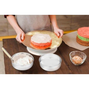 TeamFar 6 Inch Cake Pan, Round Smash Cake Pan Tier Baking Pans Set Stainless Steel, Fit in Pot Pressure Cooker Air Fryer, Healthy & Non-Toxic, Mirror Finish & Sturdy, Oven & Dishwasher Safe - Set of 3