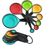 Collapsible Measuring Cups and Spoons Set, 8 Pieces, Silicone, Adjustable for Kitchen, Camping