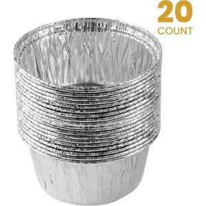 PLASTICPRO 3.5'' Inch Round Ramekins Muffin Cups Tin Foil Cupcake Pans Disposable Aluminum, Freezer & Oven Safe Pack of 20